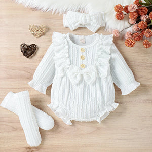 Soft Baby Girl Rompers & Headbands & Socks