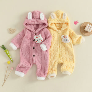 Newborn Baby Winter Hooded Bunny Jumpsuits