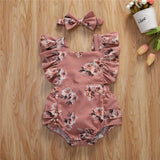 Baby Girls Floral Rompers Headband