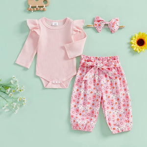 Baby Girl Long Sleeve Floral Clothes Set