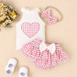 Baby Girl Heart Plaid Clothes Set 0-24M