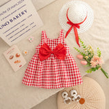 Plaid Baby Girls Dresses With Hat