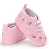 White/Pink Floral Embroidered Baby Girl Shoes 0-18M