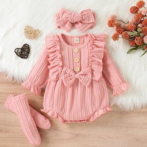 Soft Baby Girl Rompers & Headbands & Socks