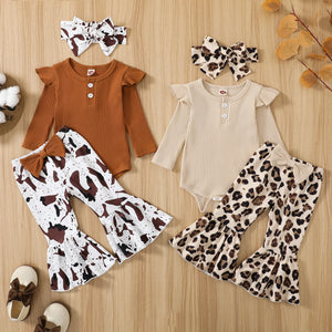 Newborn Infant Baby Girl Leopard Clothes Set