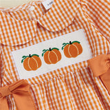 Baby Girl Halloween Embroidery Pumpkin Romper