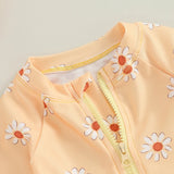 Baby Girls Kids Swimsuit Long Sleeve Flower Print Bathing Suits