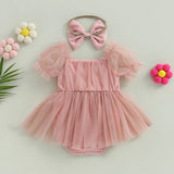 Baby Girl Romper Tulle Dress Headband Sets