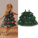 Girls Christmas Dress 1-9T Green / Red