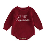 Baby Boy Girl Christmas Embroidery Sweater Rompers