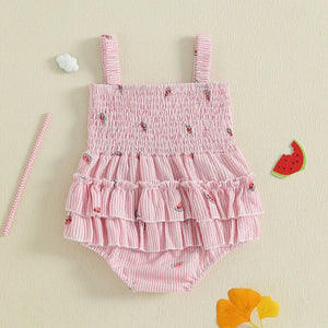 Baby Girl Pink Watermelon Summer Rompers