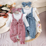 Autumn Baby Girls Floral Jumpsuit Clothes Set