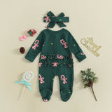 Lovely Baby Girls Christmas Jumpsuit Headband