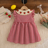 Baby Girl Kid Red Strawberry Lapel Dress