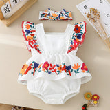 Newborn Baby Girls Flower Romper + Headband