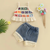 Baby Girls Crochet Denim Clothes Set