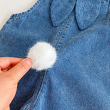 Baby boy and baby girl denim rabbit jumpsuits