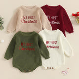 Baby Boy Girl Christmas Embroidery Sweater Rompers