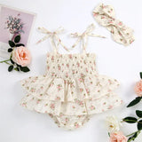Baby Girl Floral Romper Dress Headband