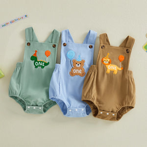 Baby Boy Birthday Embroidery Rompers