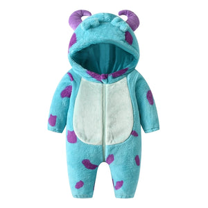 Baby Infant Fleece Horn Hooded Jumpsuit