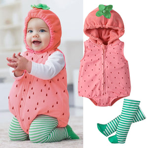 Baby Strawberry Costume Rompers Set