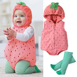 Baby Strawberry Costume Rompers Set