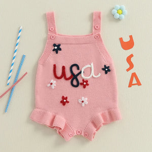 Baby Girl Knit Embroidery Rompers
