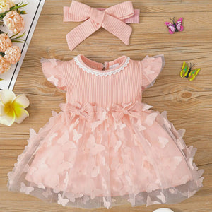 Baby Girls Butterfly Dress + Headband-Elite Outlet Store
