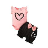 baby girl toddler's summer pink and black clothes set