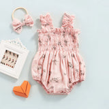 Newborn Baby Girl Floral Romper Headband
