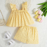 Yellow baby girl summer suit.