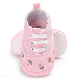 White/Pink Floral Embroidered Baby Girl Shoes 0-18M