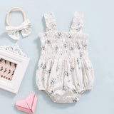 Newborn Baby Girl Floral Romper Headband