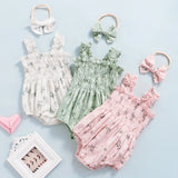 Newborn Baby Girl Floral Romper Headband