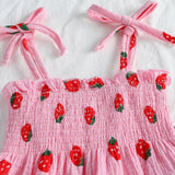 Pink baby toddler strawberry summer tops and pants