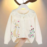 Toddler Girl Children's Rabbit Embroidered Cardigan