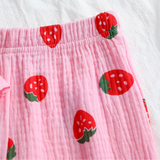 Pink baby toddler strawberry summer tops and pants