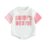 Baby Girl Embroidery Daddy's Bestie Rompers
