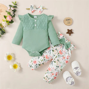 Newborn Baby Girls Floral Clothes Set