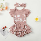 Baby outfit with 'Auntie's Bestie' top and floral skirt