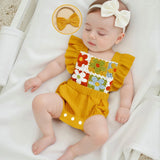 Newborn Baby Girl Crochet Rompers Headband Outfit