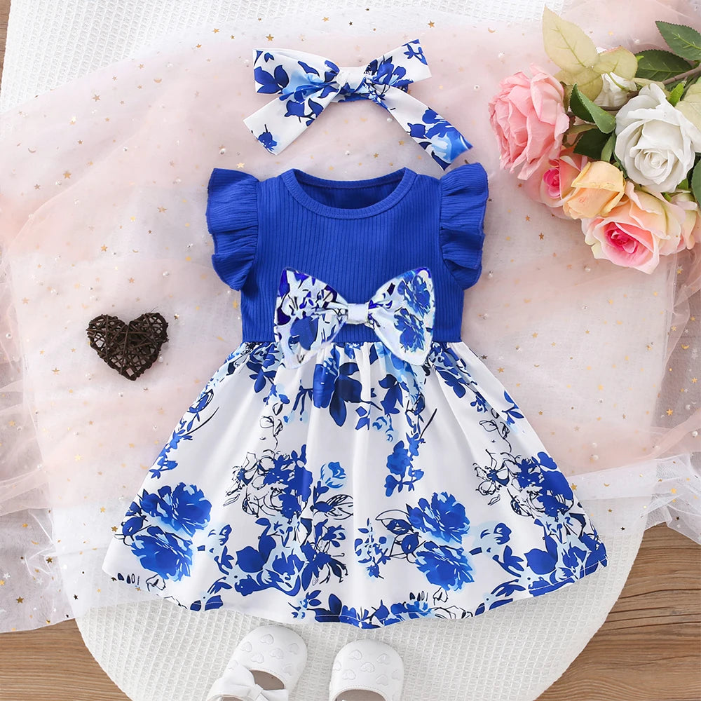 Baby Girls Blue Dress Headband Set 12-18 Months Baby Girls Blue Dress Headband Set 12-18 Months