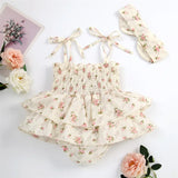 Baby Girl Floral Romper Dress Headband