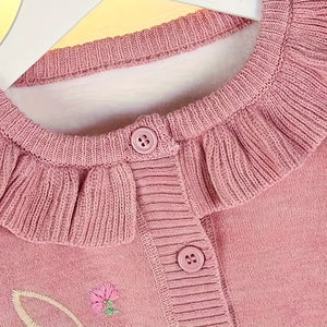Toddler Girl Children's Rabbit Embroidered Cardigan