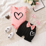 Baby girl toddler's summer pink and black clothes set