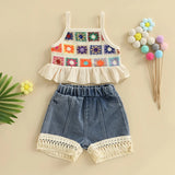 Baby Girls Crochet Denim Clothes Set