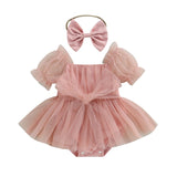 Baby Girl Romper Tulle Dress Headband Sets