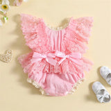 Newborn Infant Baby Girl Floral Lace Rompers