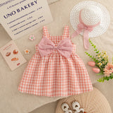 Plaid Baby Girls Dresses With Hat